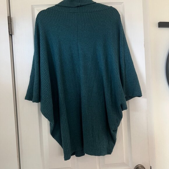DISCOUNTED SHIP| Korye Cowl Neck Teal Sweater - Size L (Boho Poncho Style) - Picture 2 of 3
